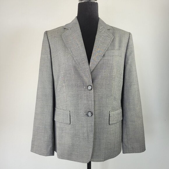Loft Petites women light gray wool bland Classic blazer jacket size 10P - Picture 2 of 11